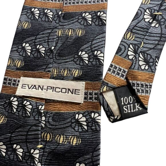 Vintage Evan-Picone 100% Silk Necktie Floral Pattern Business Career Fashion - Picture 2 of 10